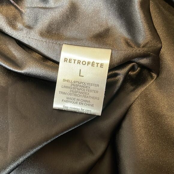 Retrofete Vixen Sequin Feather Hem High Slit Halterneck Maxi Dress Size Large - Picture 12 of 12